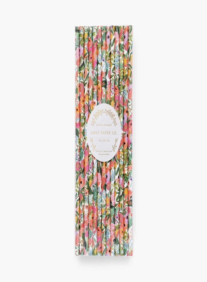 RIFLE PAPER CO. Garden Party Paper Straws, Set of 25, 7.5" L, Durable and Decorative Straws, Printed in Full Color, Matches Garden Party Occasions Set - Image 1